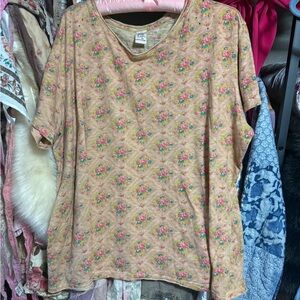 Magnolia Pearl Floral Short Sleeve Top - Pink and Green